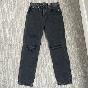 Straight leg black denim jeans